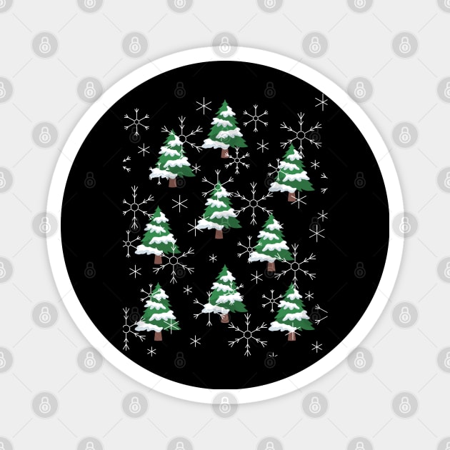 Snowy Christmas Trees Magnet by TeeandecorAuthentic